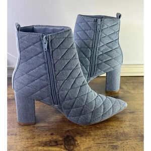 Shoe Dazzle Womens 8 Light Blue Quilt Boot Style 3" Pointy Heel